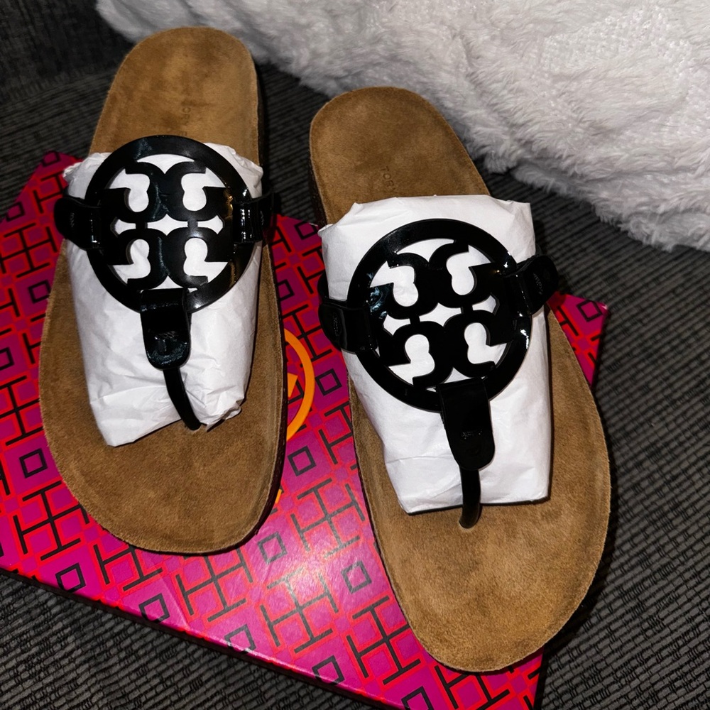 Tory Burch Miller cloud patent leather/cork, black size 6 1/2 US sold out online